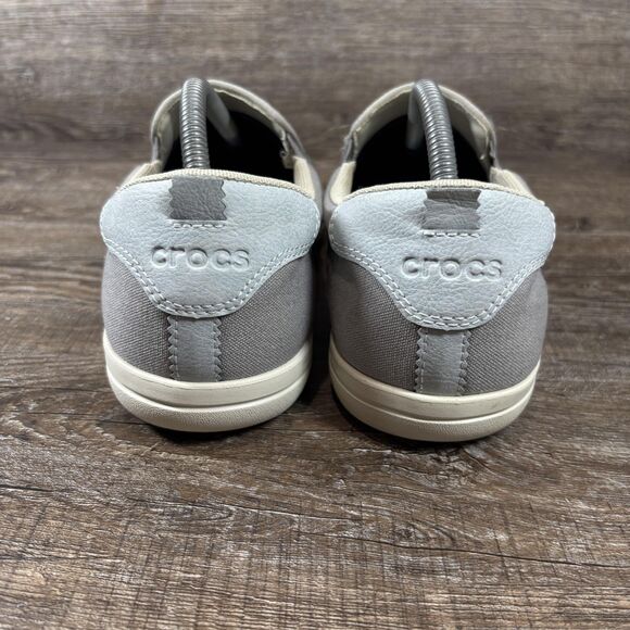 Crocs Torino Slip On Shoes Men\'s 9 Gray Canvas Comfort Loafers Sneakers 203961 main image 4